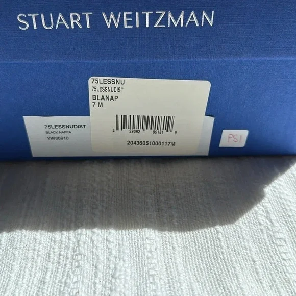 Stuart Weitzman 75Lessnudist Black Nappa Leather Sandals, Size 7M, EEUC - Picture 3 of 16